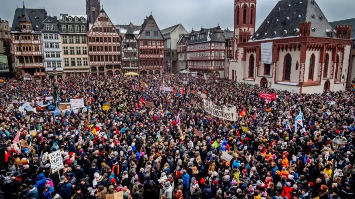 Germaniya shaharlarida o‘ng ekstremizmga qarshi namoyishlar davom etmoqda