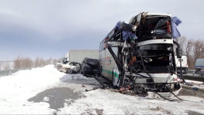 Qozog‘istonda 22 ta avtomashina ishtirokida yo‘l-transport hodisasi sodir bo‘ldi