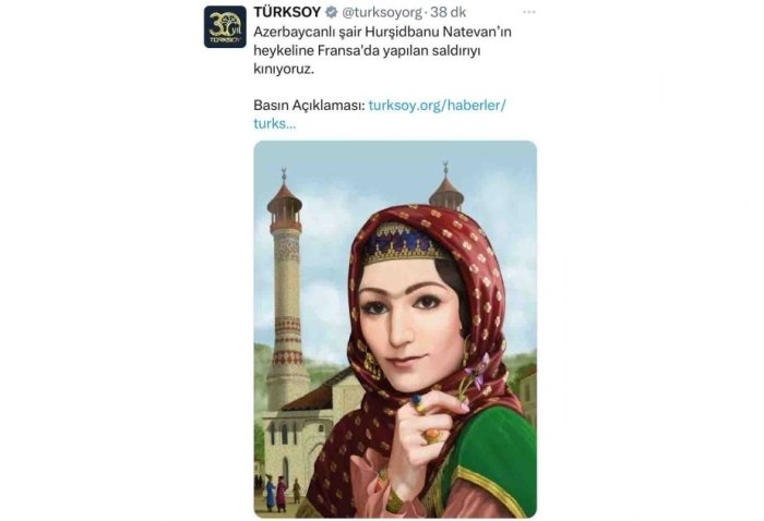 TURKSOY Fransiyadagi Xurshidbon Natavon haykaliga qilingan buzg‘unchilik harakatini qoraladi